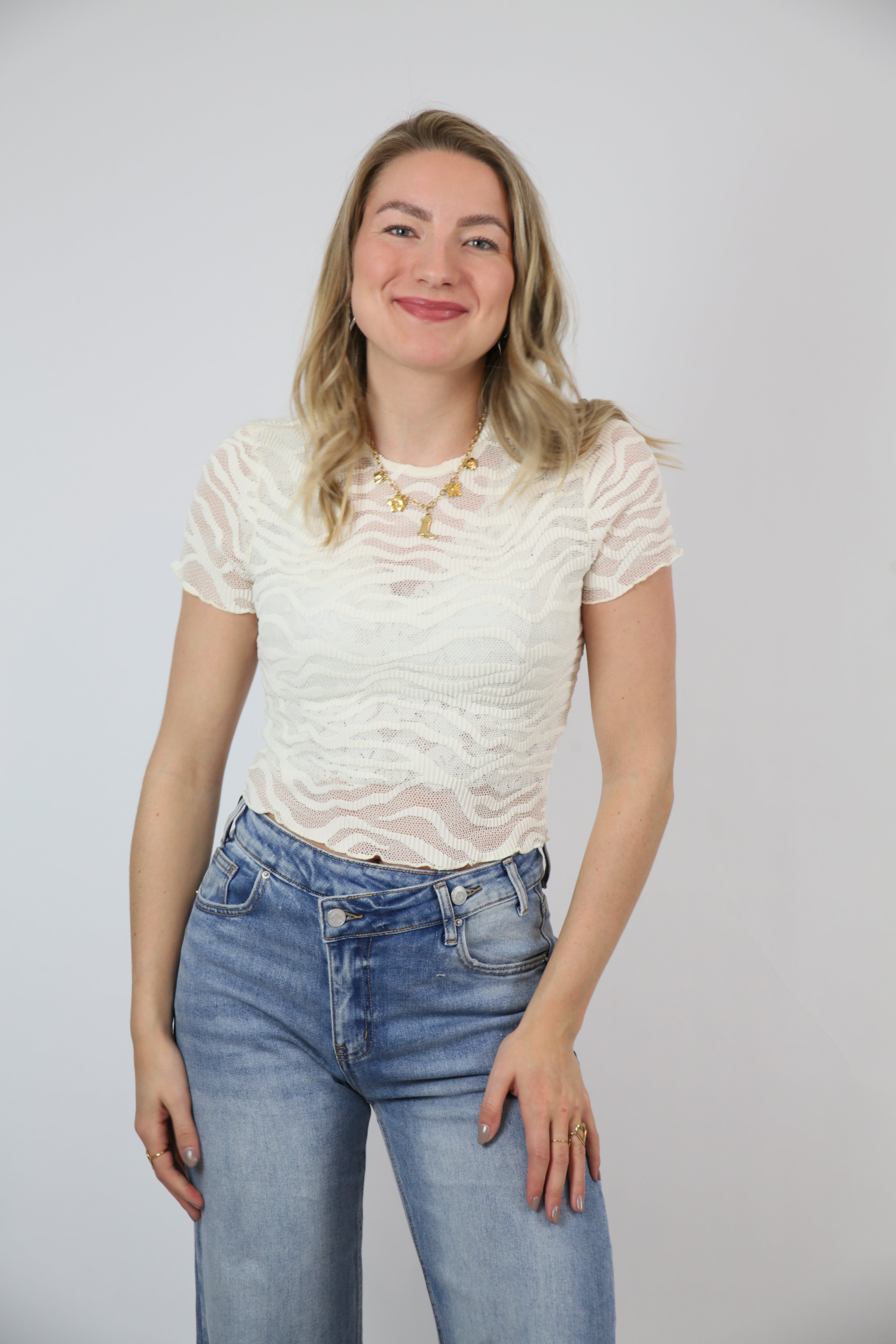 Zebra top beige