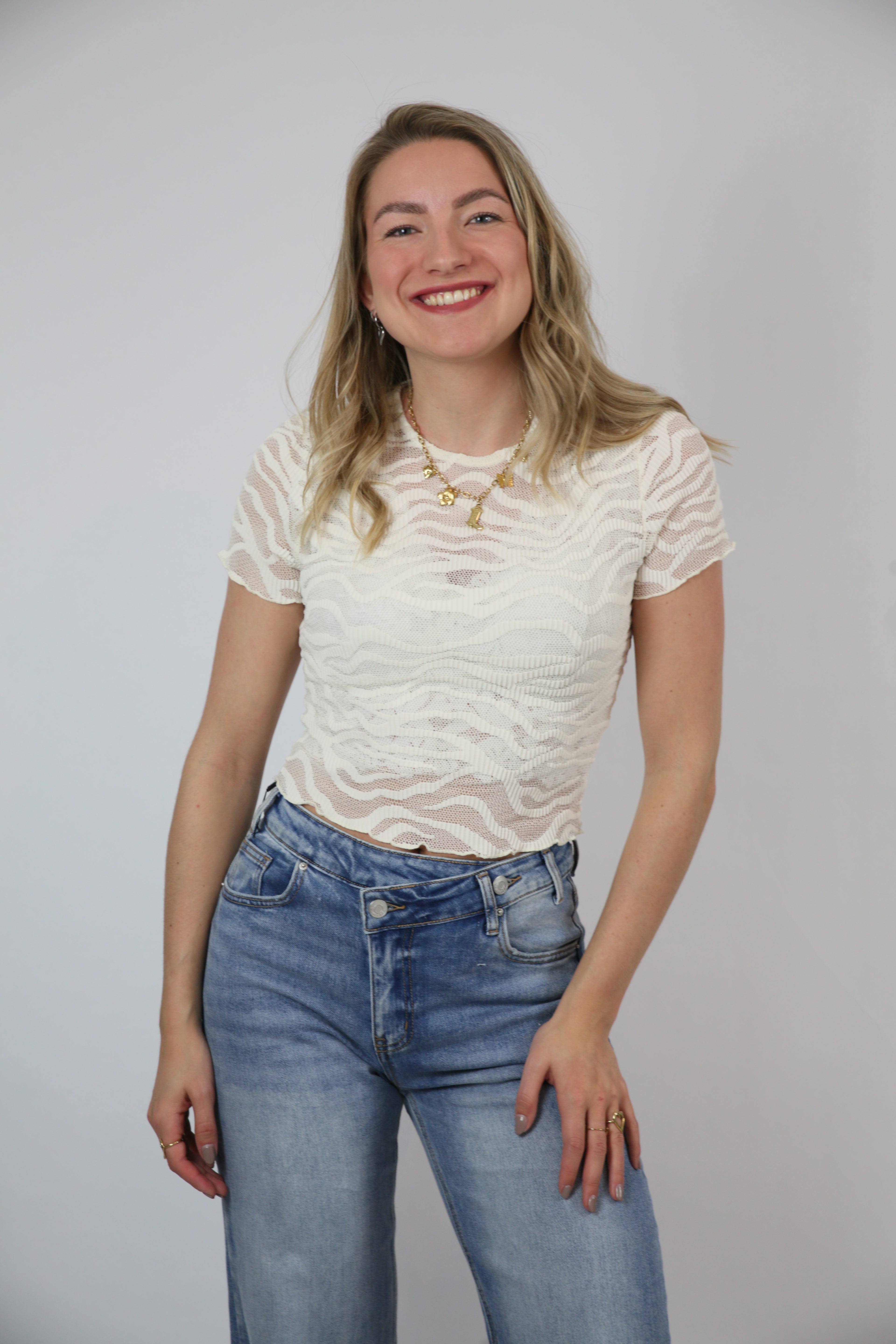 Zebra top beige
