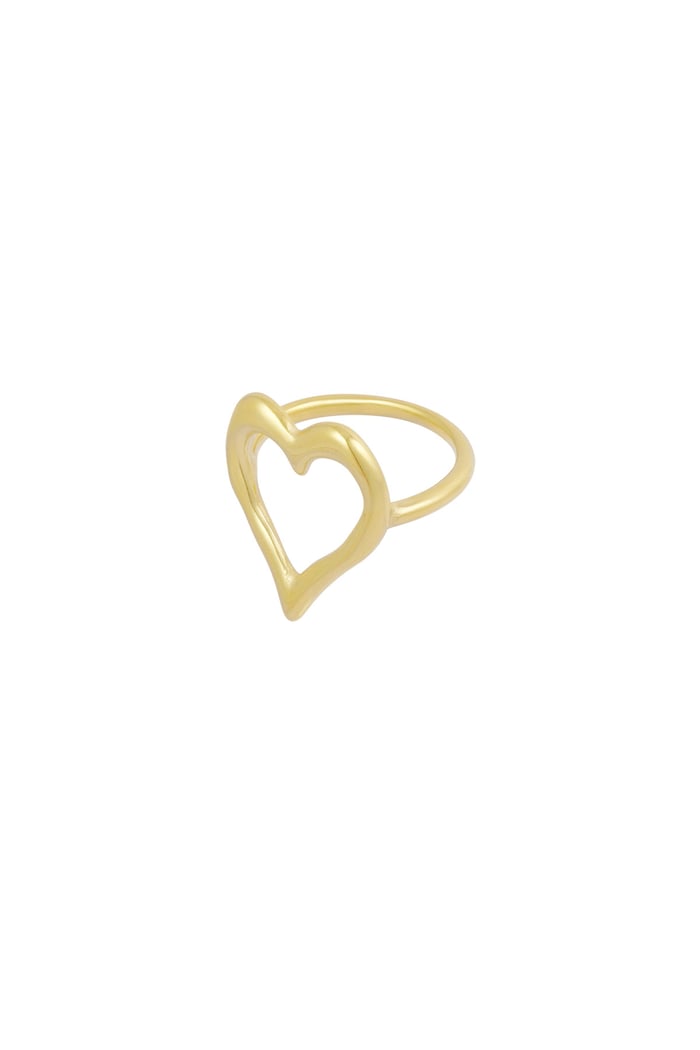 Structured heart ring goud