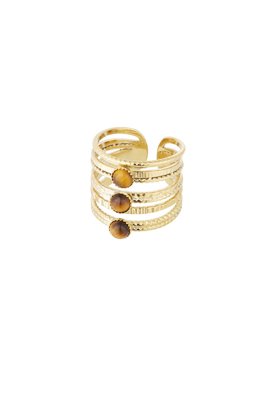 Three layer stone ring