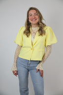 Puff crop blazer geel