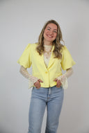 Puff crop blazer geel