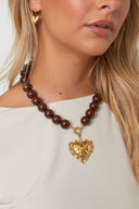 Resin beaded necklace + charm