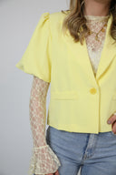 Puff crop blazer geel