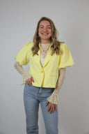 Puff crop blazer geel