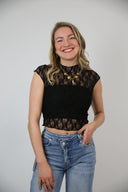 Izzy kanten top zwart