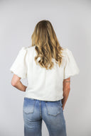 Puff crop blazer wit