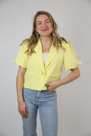Puff crop blazer geel