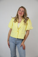 Puff crop blazer geel
