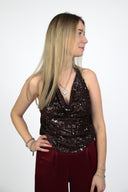Kyra glitter top bordeaux