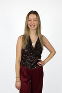 Kyra glitter top bordeaux