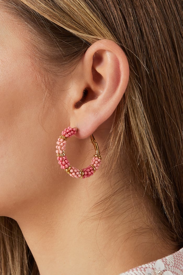 Beads of joy earrings pink&gold