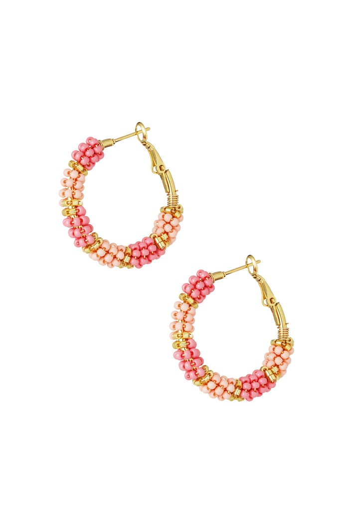 Beads of joy earrings pink&gold