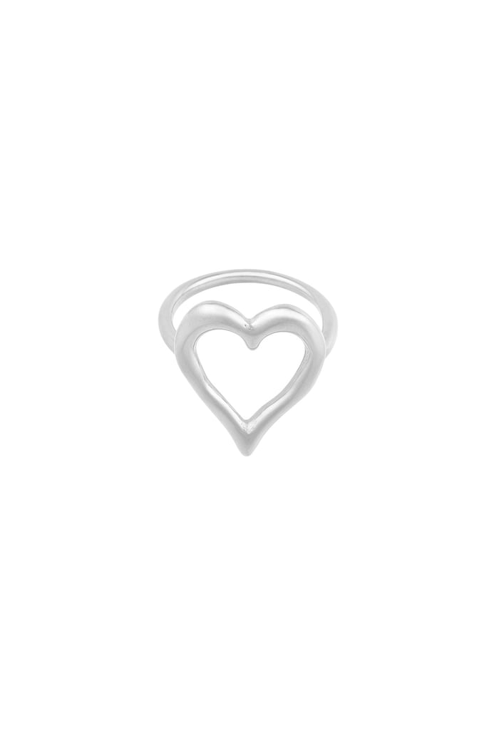 Structured heart ring zilver