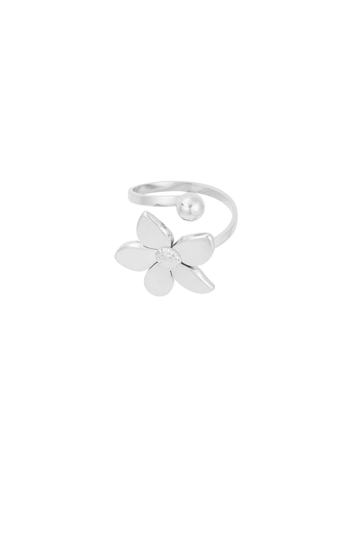 Flower dot ring zilver