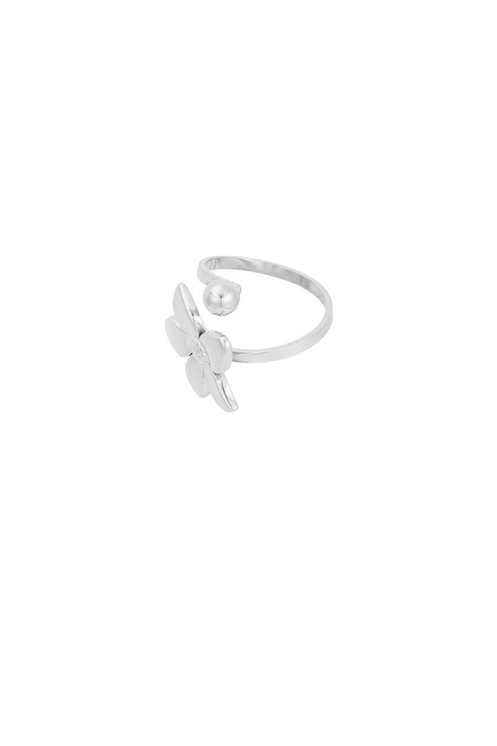 Flower dot ring zilver